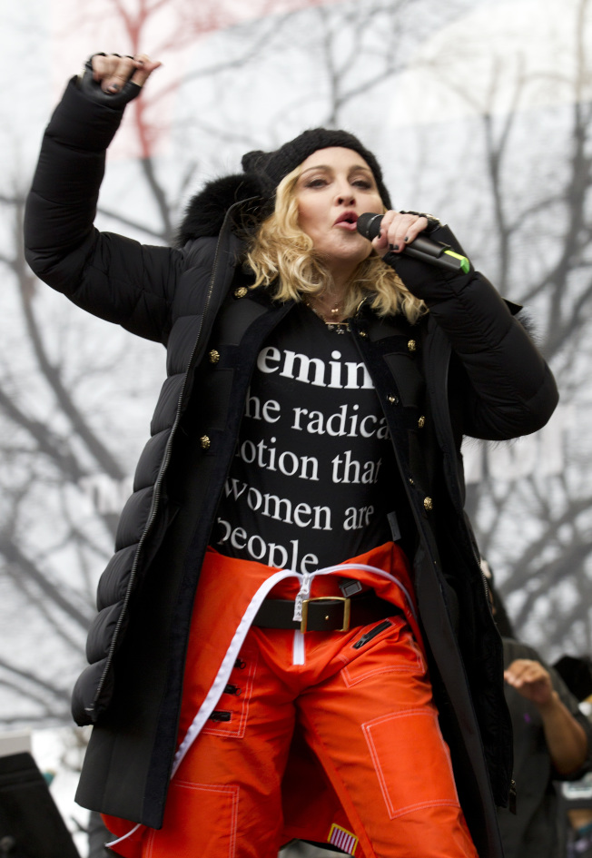 Madonna performs during the Women's March on Washington, Saturday, Jan. 21, 2017, in Washington. (AP Photo/Jose Luis Magana)